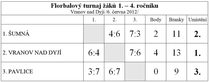 Florbalový turnaj - 6. 6. 2012